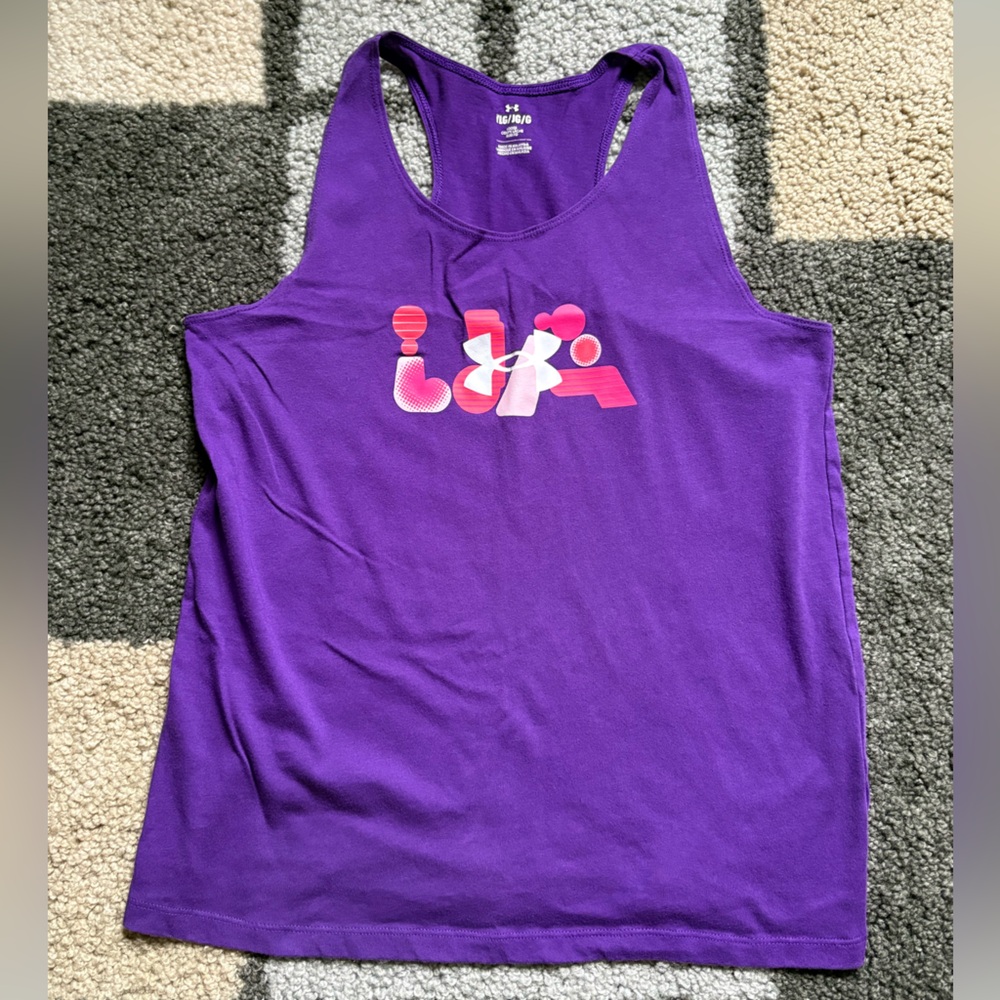 Under Armour Purple Tank with White Logo Print
